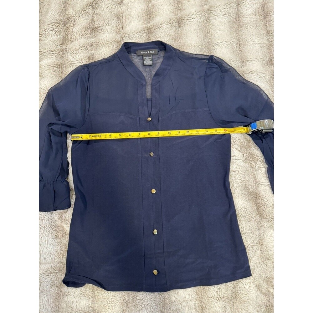Adele & May navy blouse with sheer shoulders casual office Size Small - Picture 10 of 14